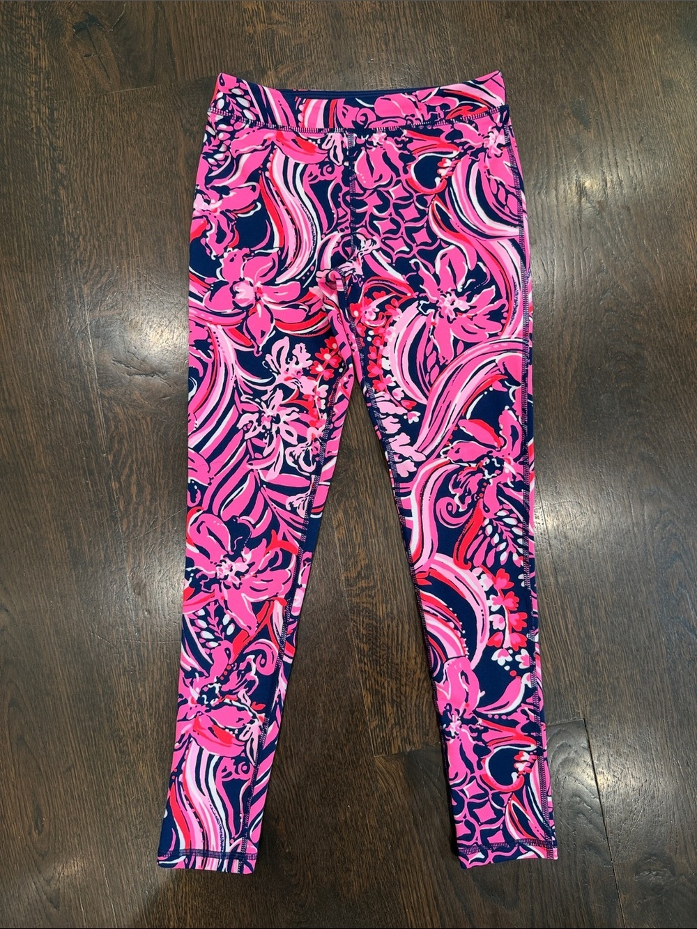 Lilly Pulitzer Luxletic Pink & Navy Floral Stretch Leggings